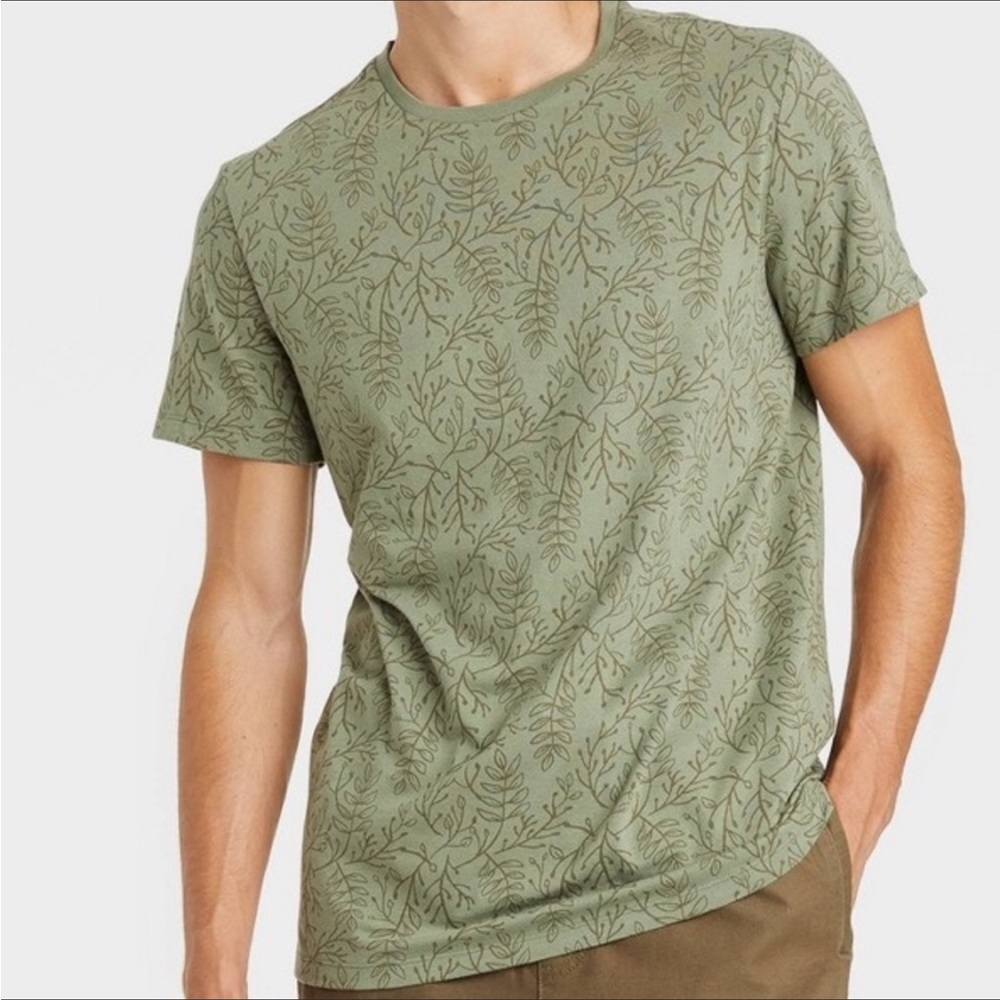 Goodfellow & Co. Men’s Olive Green Plant Print T-Shirt, size xxl, new with tags